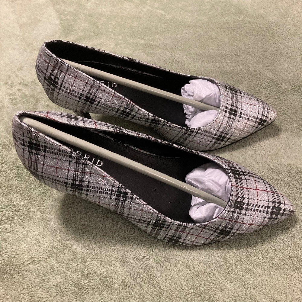 Torrid Black White Red Plaid Pumps Heels New Sz 8